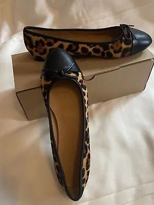 J Crew Factory Calfhair Captoe Ballet Flats In Leopard Women’s Size 8 NWB • $60