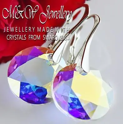 £14.99 • Buy 925 Sterling Silver Earrings *classic Cut* Crystal Ab Crystals From Swarovski® 
