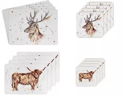£6.99 • Buy Country Life Highland Cow & Stag Design Placemats & Coasters 