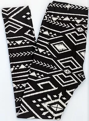 OS LuLaRoe One Size Leggings Southwest Tribal Aztec Black White Print NWT R92 • $7.90