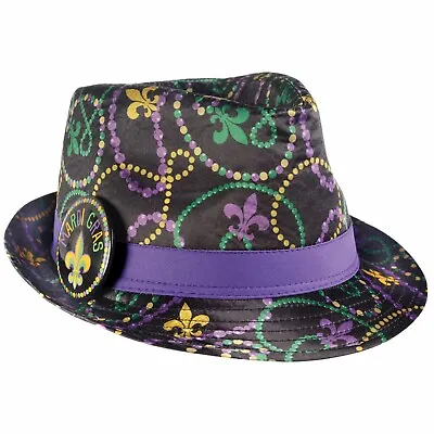 Unisex Mardi Gras Fat Tuesday Fleur De Lis Fedora Hat Costume • $18.95