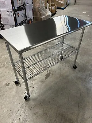 Members Mark Commerical Stainless Steel Rolling Work Table 49  X 35  NEW IN BOX • $149.98