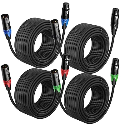 AQOOL XLR Cable 25ft 4 Pack XLR Male To Female 3-Pin Microphone Cables Prem... • $50.38