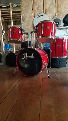 Pearl Export Series 4-pc Drums LAQUERED RED RARE Vintage  • $797