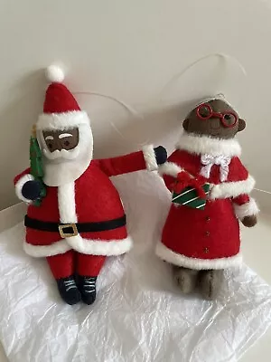 Cute Felt Black Santa And Mrs. Claus Ornaments From Target 4 Inches • $0.99