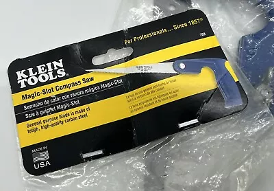 Klein Tools 703 Magic-Slot Compass Hand Saw Handle Blue Free Expedited Shipping • $56.95