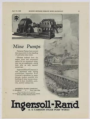 1926 Ingersoll Rand Ad: A.S. Cameron Steam Pump Works For Mining Operations • $17.76