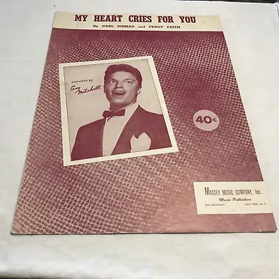 Sheet003 Sheet Music Piano Ukulele  My Heart Cries For You Guy Mitchell 1950 • $4.35