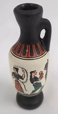 Vintage Hand Made Hand Painted Greece Wooden Carved Pottery Vase 3 1/4  No 025  • $9.95