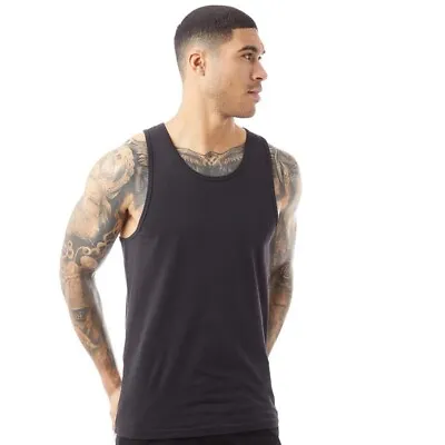 Fluid Men's Plain Muscle Back Vest - Black Size XL BNWT • £6.99