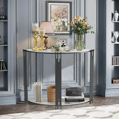 Marble Console Sofa Entry Table With Storage Shelf For Living Room Hallway Foyer • $149.98