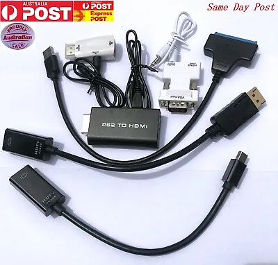 Cable Adapter Converter Connector TV HDMI MINI DP VGA PS2 USB SATA Hard Drive • $8.99