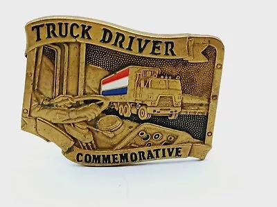 Vintage 1984 Baron Buckles Brass Truck Driver Commemorative Belt Buckle 068/2500 • $25