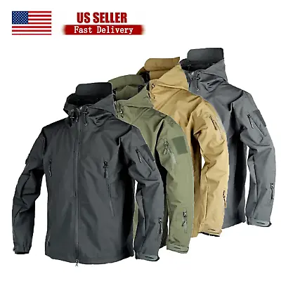 Tactical Jacket Mens Waterproof Military Coat Soft Shell Work Windbreaker Jacket • $29.44