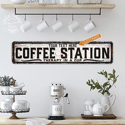 Personalized Coffee Station Sign Kitchen Decor Cafe Shop Corner Bar 104182002075 • $39.95