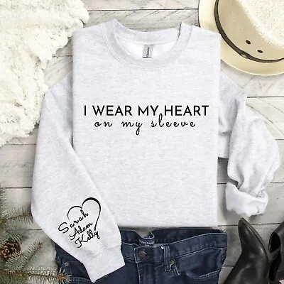 Custom Sweatshirt Sleeve Name My Heart Gift For Mum Grandma Nana Novelty Special • £19.99