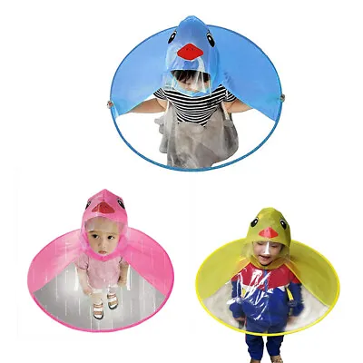 $41.01 • Buy Foldable Cartoon Duck Children Raincoat Umbrella UFO Shape Rain Hat Cape 