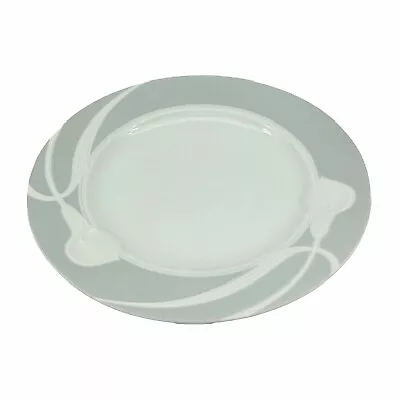 Mikasa LDB03 Classic Flair Gray 8  Salad Plate White Calli Lily With Gray Rim • $7