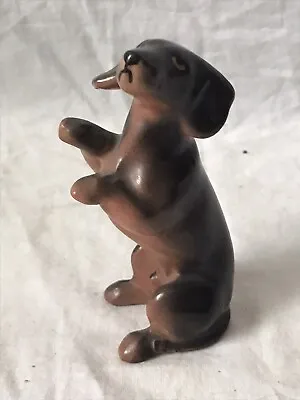 Vintage Dachshund Weiner Dog  Sitting Upright Ceramic Figurine Japan • $10