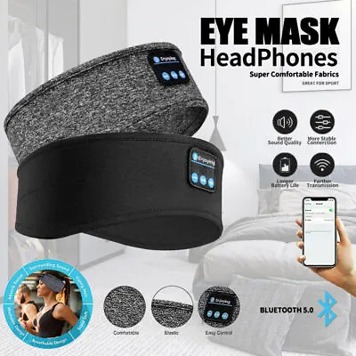 $11.99 • Buy Wireless Bluetooth 5.0 Stereo Eye Mask Headphones Earphone Sleep Music Headband