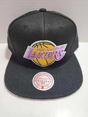 Los Angeles Lakers Mitchell & Ness NBA Black / Pink Snapback Hat Cap NEW • $23.95