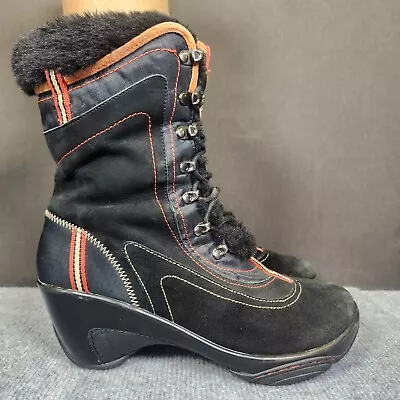 J-41 Pacific Women Size 9M Black Faux Fur Lined Suede Urban Hiking Fashion Boots • $39