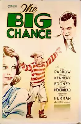 1933 MICKEY ROONEY / BIG CHANCE ORIGINAL MOVIE POSTER / LINEN BACKED Signed 1st • $314