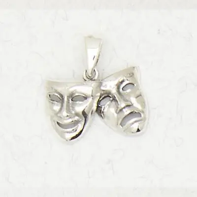 £16.40 • Buy Tiny Masks Of Comedy And Tragedy .925 Sterling Silver Theater Acting Pendant Jew