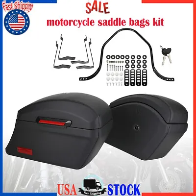 Saddlebags Hard Bag & Heavy Duty Mounting Kit For Honda Shadow 400 750 Vtx1800 U • $330.87