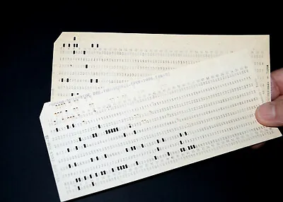 2x VINTAGE MAINFRAME COMPUTER Perforated PUNCH CARDS. IBM 80-column Card Format • $12.31