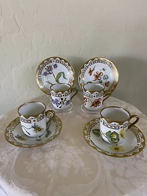 4 Bing Grondahl B&G Copenhagen Demitasse Cup And Saucer Sets Flora Danica Style • $240