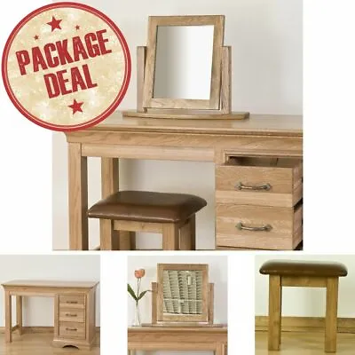 Lourdes Solid Oak Furniture Dressing Table Stool And Mirror Complete Package • £615