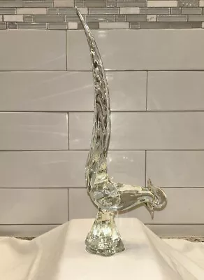 Vintage Murano Art Glass Rooster Or Pheasant Clear Glass Hand Blown Italy • $65