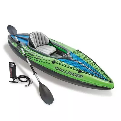 Intex Sports Challenger K1 Inflatable Kayak 1 Seat Floating Boat Oars River • $258
