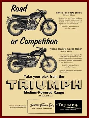 1962 Triumph Motorcycles New Metal Sign: Tiger Road Sport & Enduro Trophy Pics • $19.88