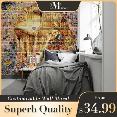 Woman Graffiti Graffiti Orange 3D Wall Mural Bedroom Removable Wallpaper Murals • $34.99