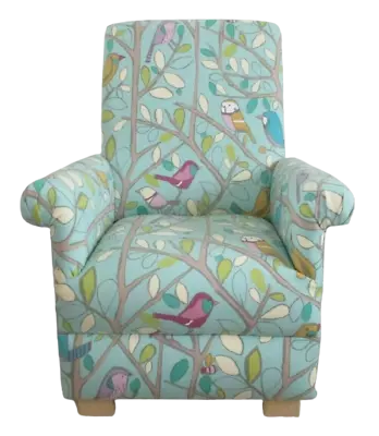 Kids Armchair Chair Tweety Birds Fabric Nursery Bedroom Duck Egg Green Childrens • £119.95