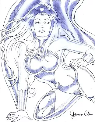 The X-men Storm Original Comic Art Pencil Sketch 1 On Card Stock By James Chen • $9.99