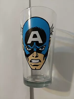 $1 • Buy Marvel Comic Head Shot Captain America 16 Oz Pint Glass  Thick Glass!