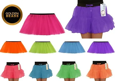 £4.99 • Buy Womens Ladies Girls Hen Adult Plus Neon Tutu Skirt With Two & Three Layers 5 Col
