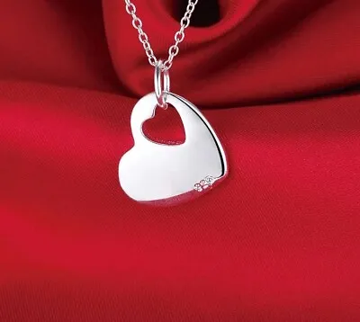 925 Silver Heart Pendant Necklace For Women Christmas Gifts Fashion Jewelry • $59.99