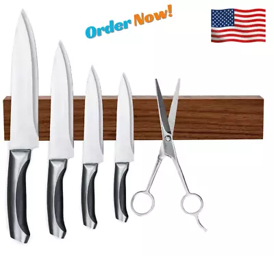 Walnut Magnetic Knife Holder 12 Inch Wooden Knife Magnetic Strip For Wall Coo... • $17.90