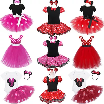 Baby Girl Toddler Cartoon Mouse Tutu Skirt Outfit Costume Fancy Dress Up Ear Set • $11.15