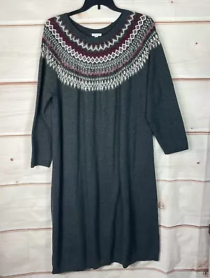 J. Jill Dress Womens 3X Gray Fair Isle Sweater Maxi Long Sleeve Pullover Long • $27.99
