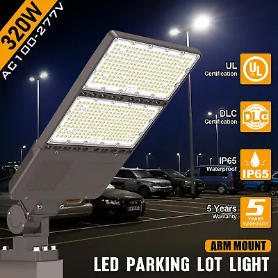 320W LED Parking Lot Light Dusk To Dawn Commercial Street Shoebox Pole Lighting • $170.13