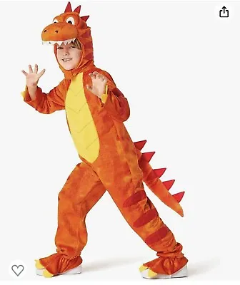 Kids Small Orange T Rex Dinosaur Costume Tyrannosaurus Halloween 4-6 Yrs USED • $14.99