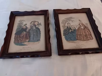 Victorian Fashion Plate Hand Colored Antique Framed Print Miroir Des Modes  • $1.99