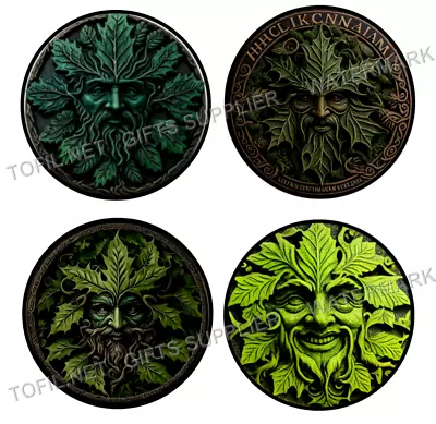 4x Green Man Pagan  Holly King Wiccan Druid Vinyl Sticker Gift • £3.90