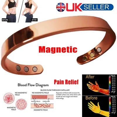 Ladies Copper Bracelet Arthritis Rheumatism Bangle Bio Pain Relief Magnetic Uk • £5.69