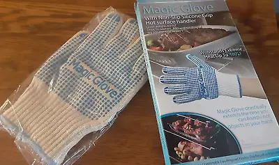 Rare  MAGIC GLOVE  Vintage? Cooking Baking Handle Hot Object NIB Blue Spots Mitt • £12.52